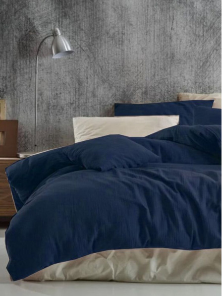 Kvalitex Francuska mušlin posteljina 240x220, 70x90cm tamno plava Kvalitex