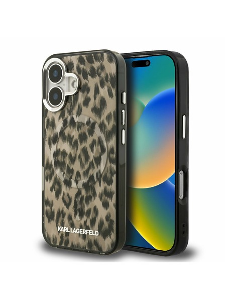 Karl Lagerfeld Karl Lagerfeld IML Leopard MagSafe Stražnji poklopac za iPhone 16 Smeđa
