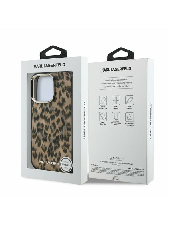 Karl Lagerfeld Karl Lagerfeld IML Leopard MagSafe Stražnji poklopac za iPhone 16 Pro Smeđa