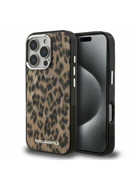 Karl Lagerfeld Karl Lagerfeld IML Leopard MagSafe Stražnji poklopac za iPhone 16 Pro Max Smeđa