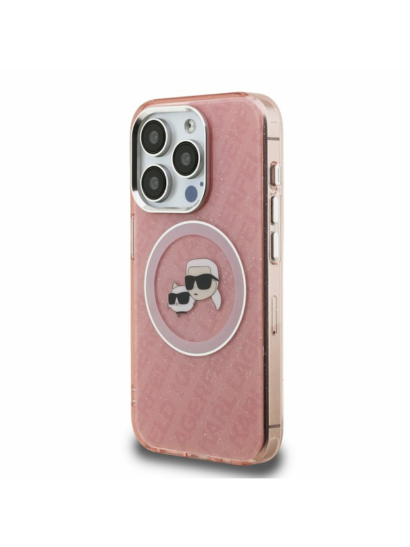 Karl Lagerfeld Karl Lagerfeld IML K&CH Heads Ponovljeni logo MagSafe Stražnji poklopac za iPhone 15 Pro Max Roza