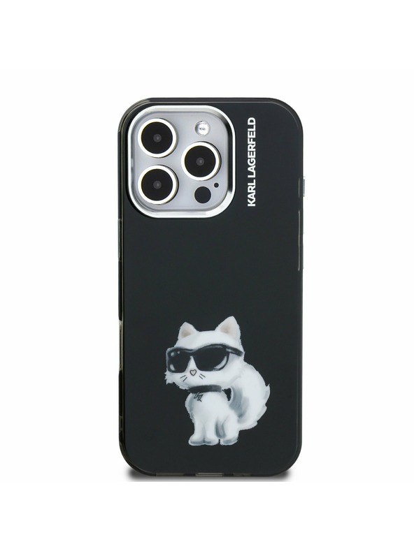 Karl Lagerfeld Karl Lagerfeld IML Aquarelle Choupette Stražnji poklopac za iPhone 16 Pro Crna
