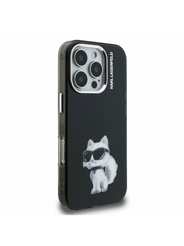 Karl Lagerfeld Karl Lagerfeld IML Aquarelle Choupette Stražnji poklopac za iPhone 16 Pro Crna