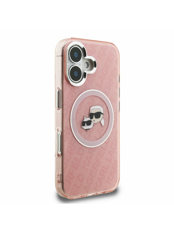 Karl Lagerfeld Karl Lagerfeld IML K&CH Heads Ponovljeni logo MagSafe Stražnji poklopac za iPhone 16 Roza