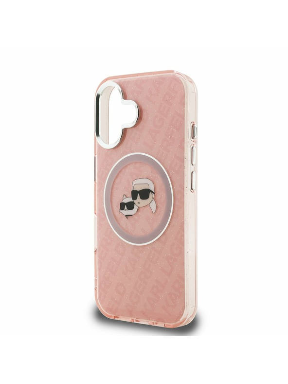 Karl Lagerfeld Karl Lagerfeld IML K&CH Heads Ponovljeni logo MagSafe Stražnji poklopac za iPhone 16 Roza