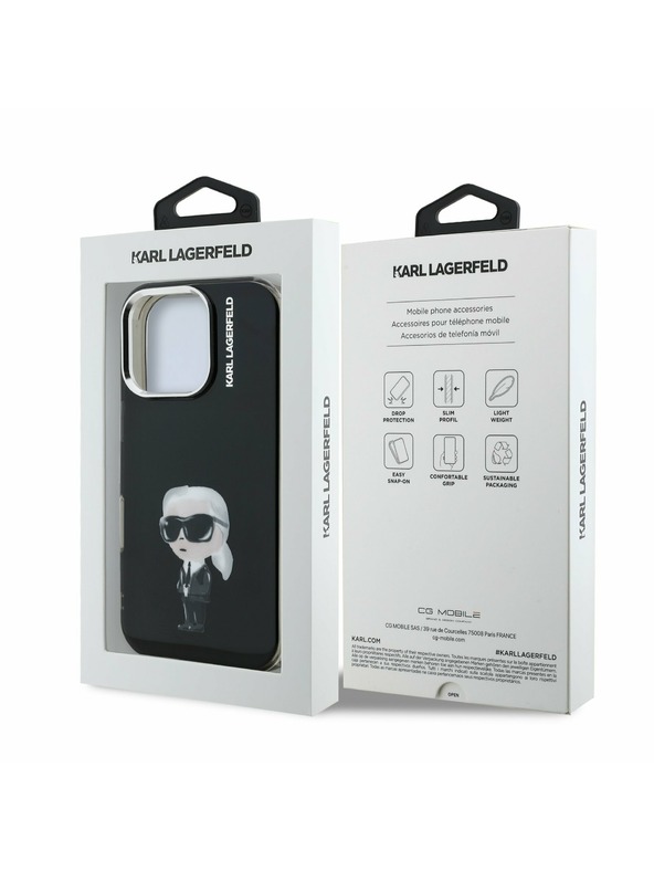 Karl Lagerfeld Karl Lagerfeld IML Aquarelle Karl Stražnji poklopac za iPhone 16 Pro Crna