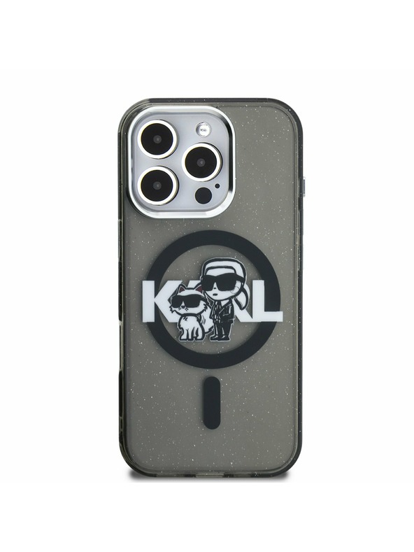 Karl Lagerfeld Karl Lagerfeld IML Glitter Karl and Choupette Sketch MagSafe Stražnji Poklopac za iPhone 16 Pro Max Black