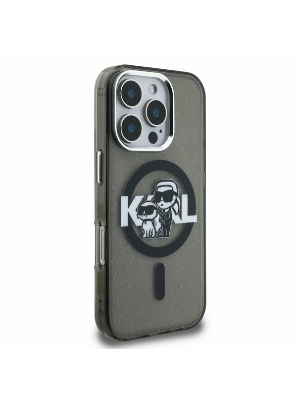 Karl Lagerfeld Karl Lagerfeld IML Glitter Karl and Choupette Sketch MagSafe Stražnji Poklopac za iPhone 16 Pro Max Black