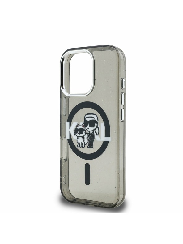 Karl Lagerfeld Karl Lagerfeld IML Glitter Karl and Choupette Sketch MagSafe Stražnji Poklopac za iPhone 16 Pro Max Black