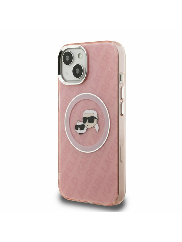Karl Lagerfeld Karl Lagerfeld IML K&CH Heads Repeated Logo MagSafe Stražnji Poklopac za iPhone 15 Pink