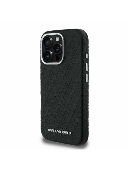 Karl Lagerfeld Karl Lagerfeld Grained PU Repeated Logo MagSafe Stražnji Poklopac za iPhone 16 Pro Max Black