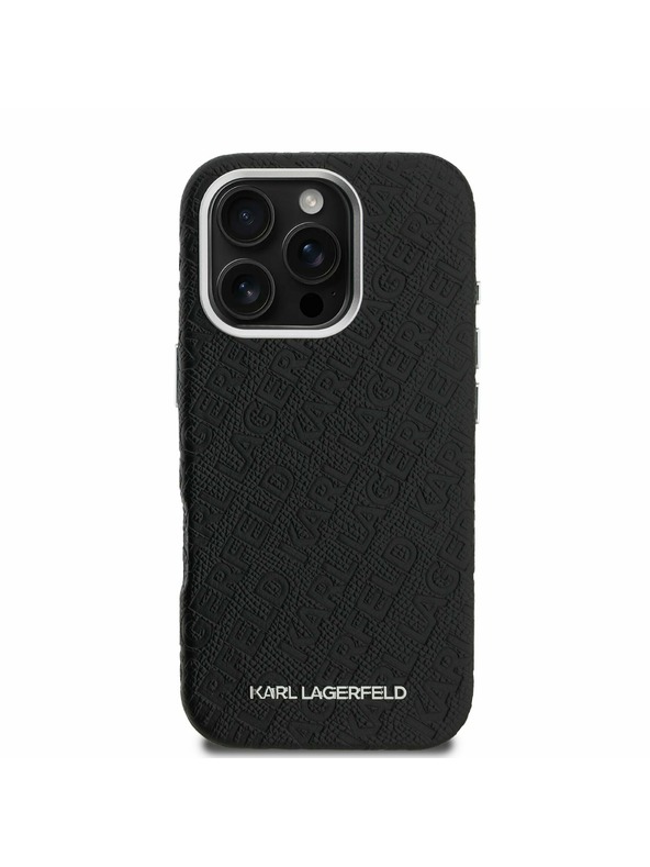 Karl Lagerfeld Karl Lagerfeld Grained PU Repeated Logo MagSafe Stražnji Poklopac za iPhone 16 Pro Max Black
