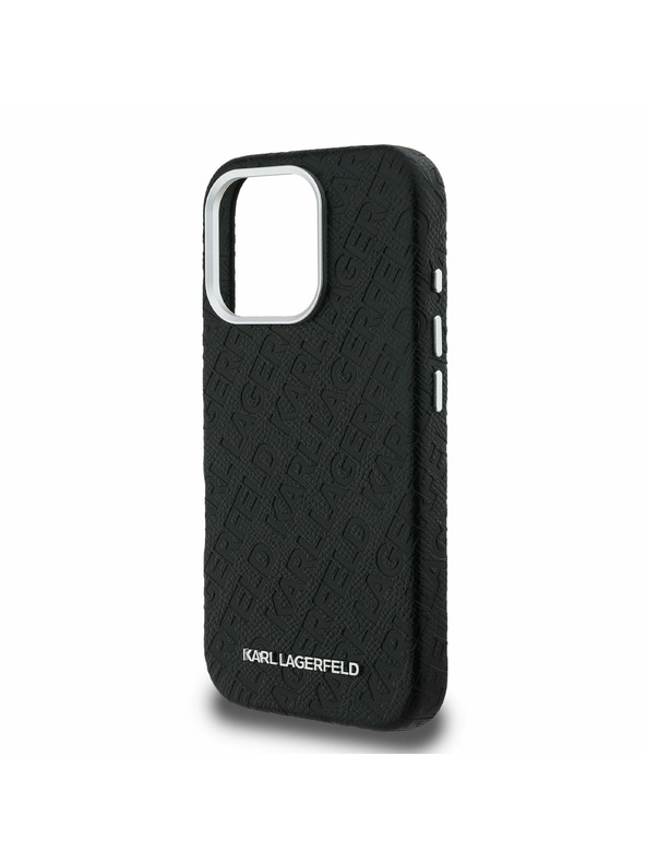 Karl Lagerfeld Karl Lagerfeld Grained PU Repeated Logo MagSafe Stražnji Poklopac za iPhone 16 Pro Max Black