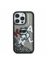 Karl Lagerfeld Karl Lagerfeld Liquid Glitter Scattered Choupette Stražnji Poklopac za iPhone 16 Pro Black