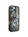 Karl Lagerfeld Karl Lagerfeld Liquid Glitter Scattered Choupette Stražnji Poklopac za iPhone 16 Pro Black