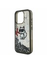 Karl Lagerfeld Karl Lagerfeld Liquid Glitter Scattered Choupette Stražnji Poklopac za iPhone 16 Pro Black