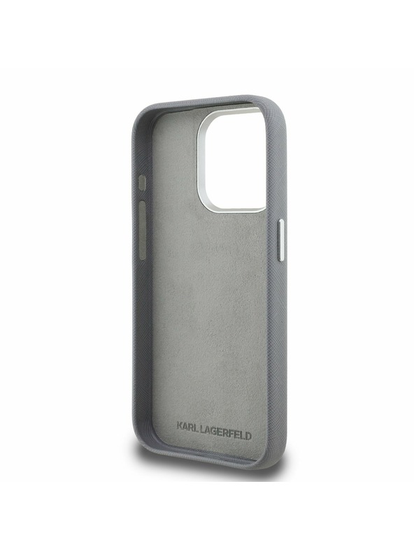 Karl Lagerfeld Karl Lagerfeld Grained PU K&CH Heads Stražnji Poklopac za iPhone 15 Pro Max Grey