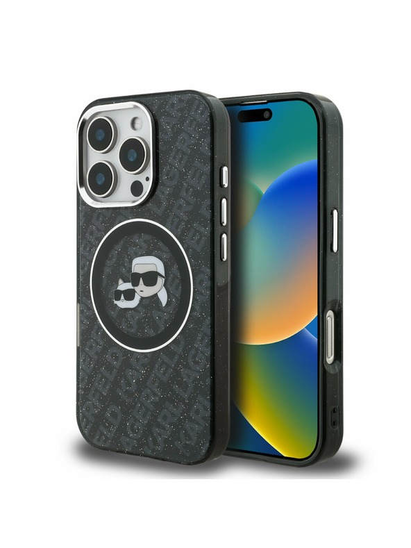 Karl Lagerfeld Karl Lagerfeld IML K&CH Heads Repeated Logo MagSafe Stražnji Poklopac za iPhone 16 Pro Max Black