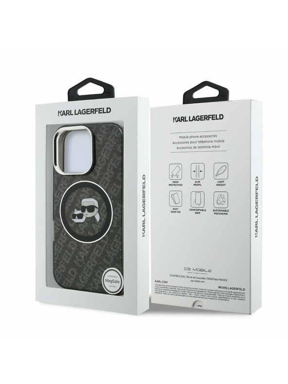 Karl Lagerfeld Karl Lagerfeld IML K&CH Heads Repeated Logo MagSafe Stražnji Poklopac za iPhone 16 Pro Max Black