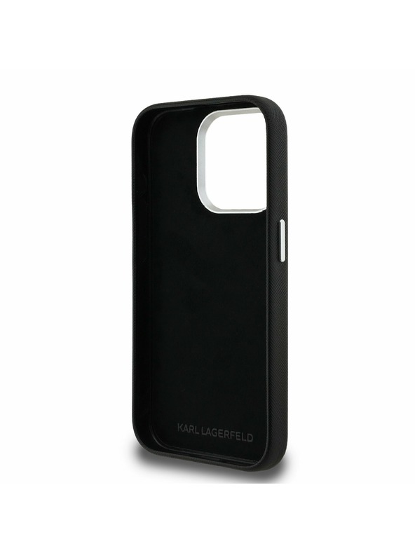 Karl Lagerfeld Karl Lagerfeld Grained PU K&CH Heads Stražnji Poklopac za iPhone 15 Pro Black