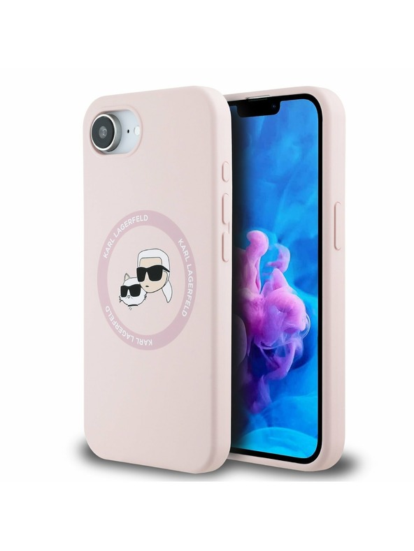 Karl Lagerfeld Karl Lagerfeld Liquid Silicone K&CH Heads MagSafe Stražnji Poklopac za iPhone 16e Pink