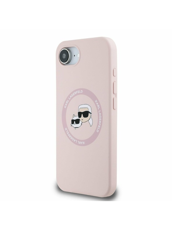 Karl Lagerfeld Karl Lagerfeld Liquid Silicone K&CH Heads MagSafe Stražnji Poklopac za iPhone 16e Pink