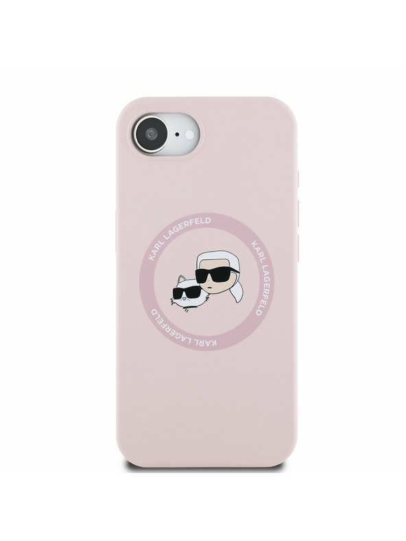 Karl Lagerfeld Karl Lagerfeld Liquid Silicone K&CH Heads MagSafe Stražnji Poklopac za iPhone 16e Pink