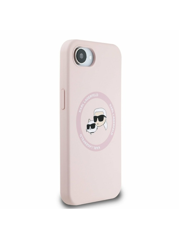 Karl Lagerfeld Karl Lagerfeld Liquid Silicone K&CH Heads MagSafe Stražnji Poklopac za iPhone 16e Pink