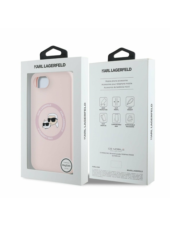 Karl Lagerfeld Karl Lagerfeld Liquid Silicone K&CH Heads MagSafe Stražnji Poklopac za iPhone 16e Pink