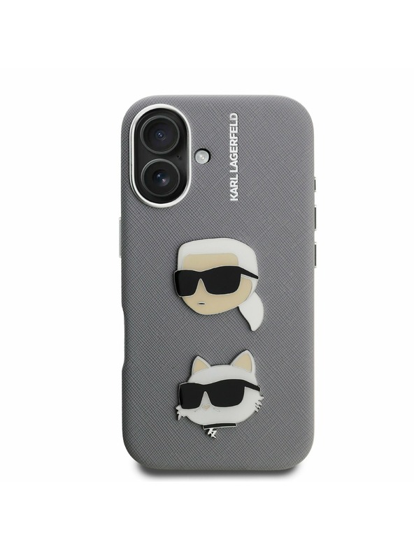 Karl Lagerfeld Karl Lagerfeld Grained PU K&CH Heads Stražnji Poklopac za iPhone 16 Grey