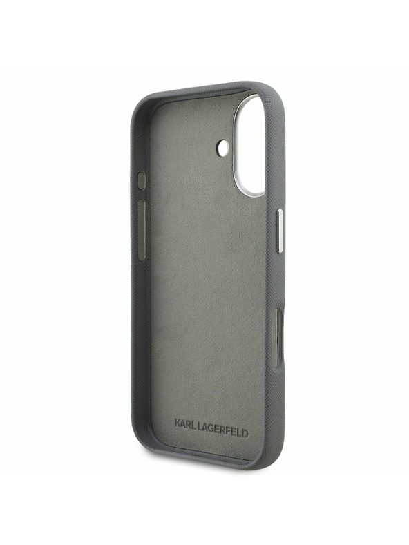 Karl Lagerfeld Karl Lagerfeld Grained PU K&CH Heads Stražnji Poklopac za iPhone 16 Grey