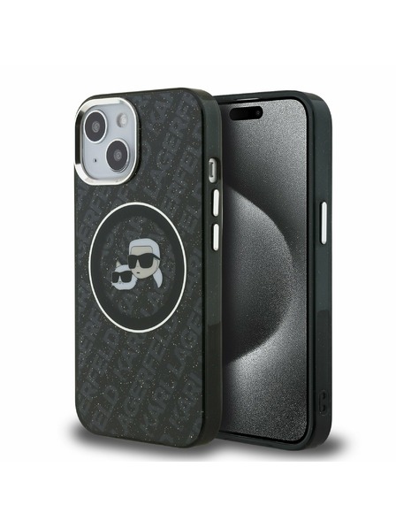 Karl Lagerfeld Karl Lagerfeld IML K&CH Heads Repeated Logo MagSafe Stražnji Poklopac za iPhone 15 Black