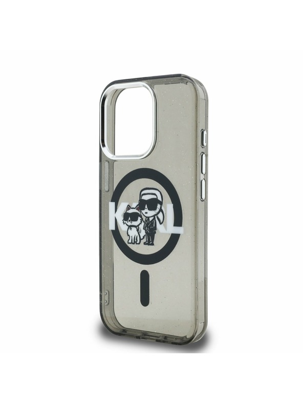 Karl Lagerfeld Karl Lagerfeld IML Glitter Karl and Choupette Sketch MagSafe Stražnji Poklopac za iPhone 15 Pro Black