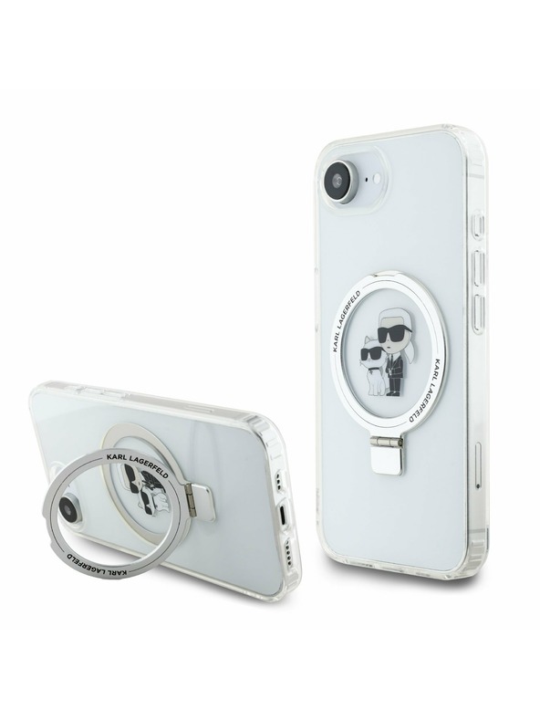 Karl Lagerfeld Karl Lagerfeld Ringstand Karl and Choupette MagSafe Stražnji Poklopac za iPhone 16e White