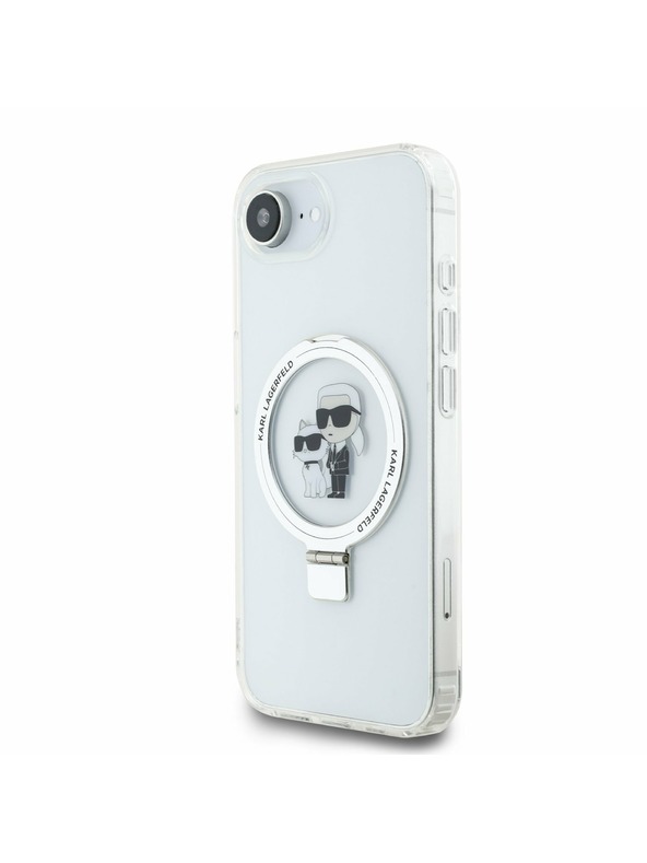 Karl Lagerfeld Karl Lagerfeld Ringstand Karl and Choupette MagSafe Stražnji Poklopac za iPhone 16e White