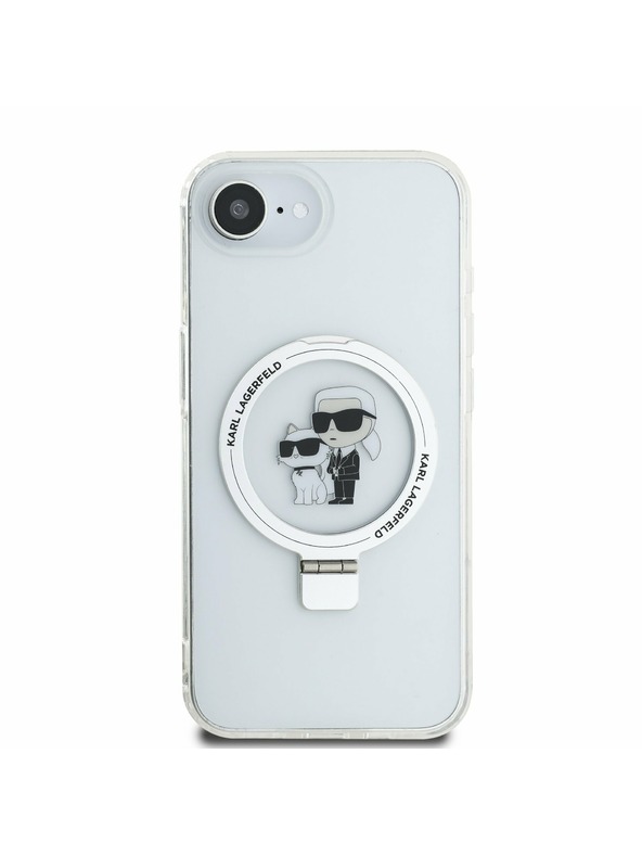 Karl Lagerfeld Karl Lagerfeld Ringstand Karl and Choupette MagSafe Stražnji Poklopac za iPhone 16e White
