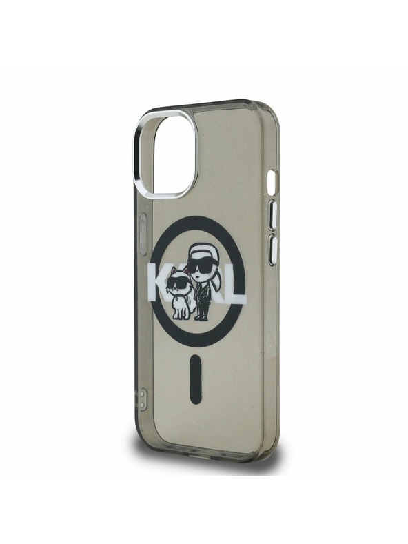 Karl Lagerfeld Karl Lagerfeld IML Glitter Karl and Choupette Sketch MagSafe Stražnji Poklopac za iPhone 15 Black