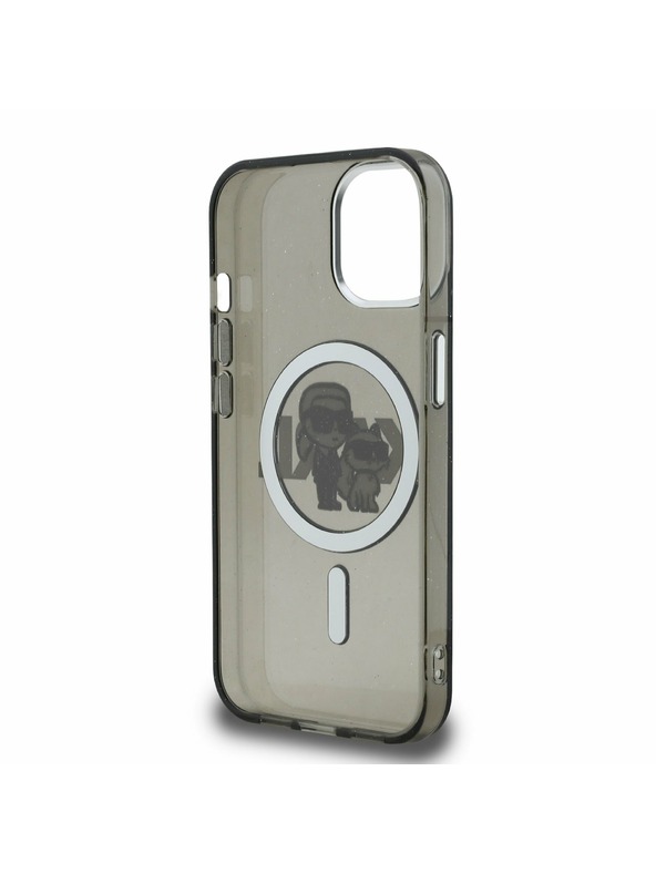 Karl Lagerfeld Karl Lagerfeld IML Glitter Karl and Choupette Sketch MagSafe Stražnji Poklopac za iPhone 15 Black
