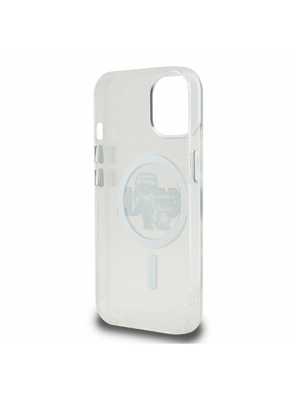 Karl Lagerfeld Karl Lagerfeld IML Glitter Karl and Choupette Sketch MagSafe Stražnji poklopac za iPhone 15 prozirni