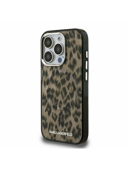 Karl Lagerfeld Karl Lagerfeld IML Leopard MagSafe Stražnji poklopac za iPhone 15 Pro smeđi