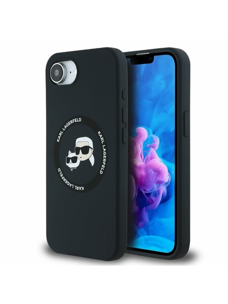 Karl Lagerfeld Karl Lagerfeld Liquid Silicone K&CH Heads MagSafe Stražnji poklopac za iPhone 16e crni