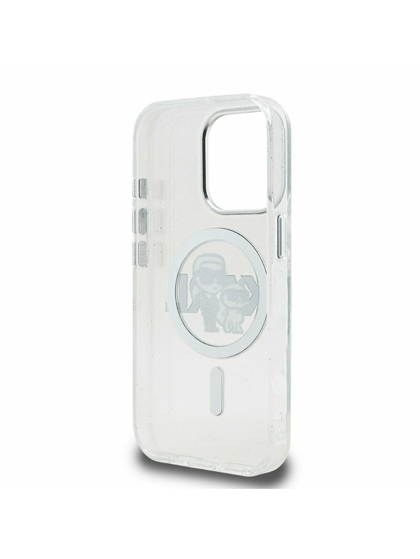 Karl Lagerfeld Karl Lagerfeld IML Glitter Karl and Choupette Sketch MagSafe Stražnji poklopac za iPhone 15 Pro prozirni