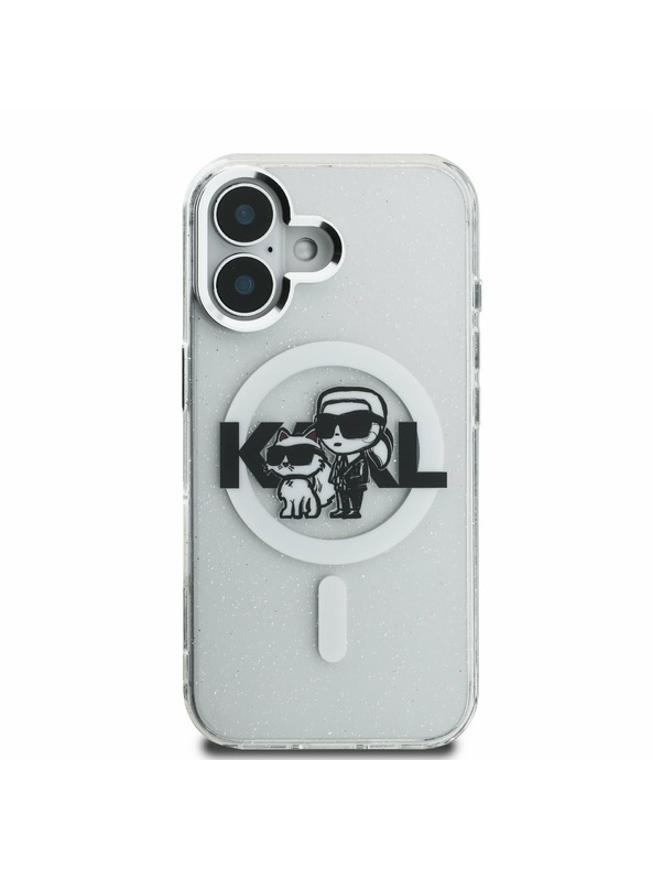 Karl Lagerfeld Karl Lagerfeld IML Glitter Karl and Choupette Sketch MagSafe Stražnji poklopac za iPhone 16 prozirni