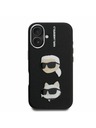 Karl Lagerfeld Karl Lagerfeld Grained PU K&CH Heads Stražnji poklopac za iPhone 16 crni