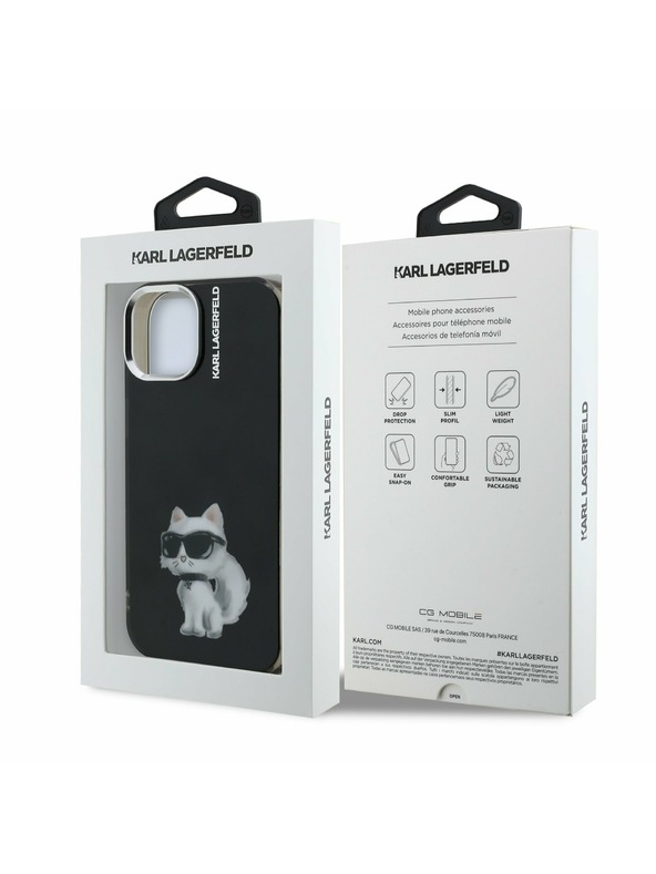 Karl Lagerfeld Karl Lagerfeld IML Aquarelle Choupette Stražnji poklopac za iPhone 15 crni