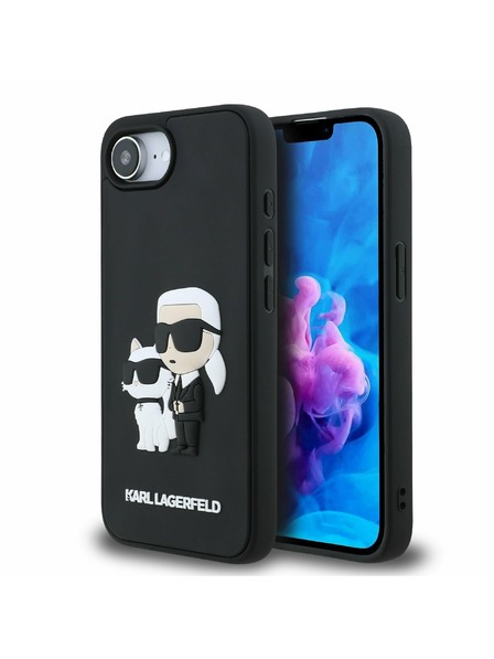 Karl Lagerfeld Karl Lagerfeld 3D Rubber Karl and Choupette Stražnji poklopac za iPhone 16e crni