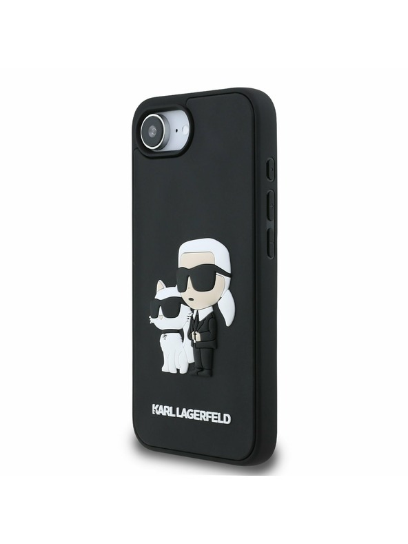 Karl Lagerfeld Karl Lagerfeld 3D Rubber Karl and Choupette Stražnji poklopac za iPhone 16e crni