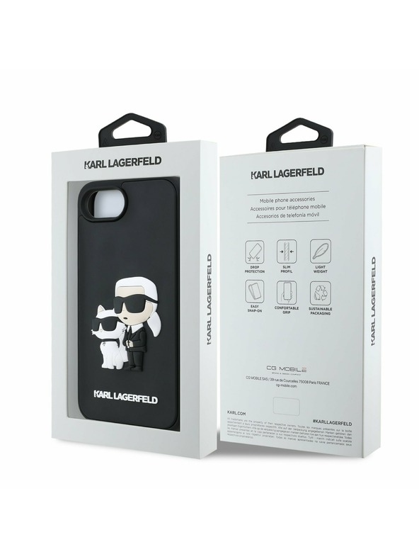 Karl Lagerfeld Karl Lagerfeld 3D Rubber Karl and Choupette Stražnji poklopac za iPhone 16e crni