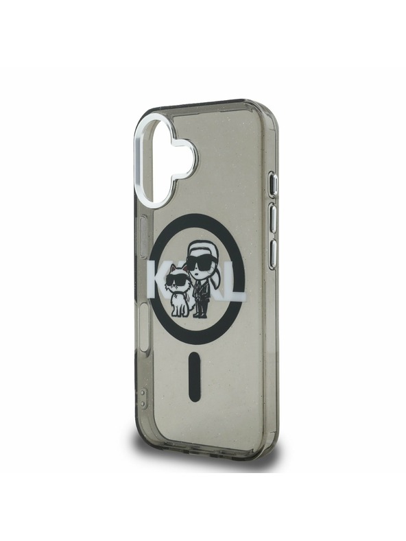 Karl Lagerfeld Karl Lagerfeld IML Glitter Karl and Choupette Sketch MagSafe Stražnji poklopac za iPhone 16 crni