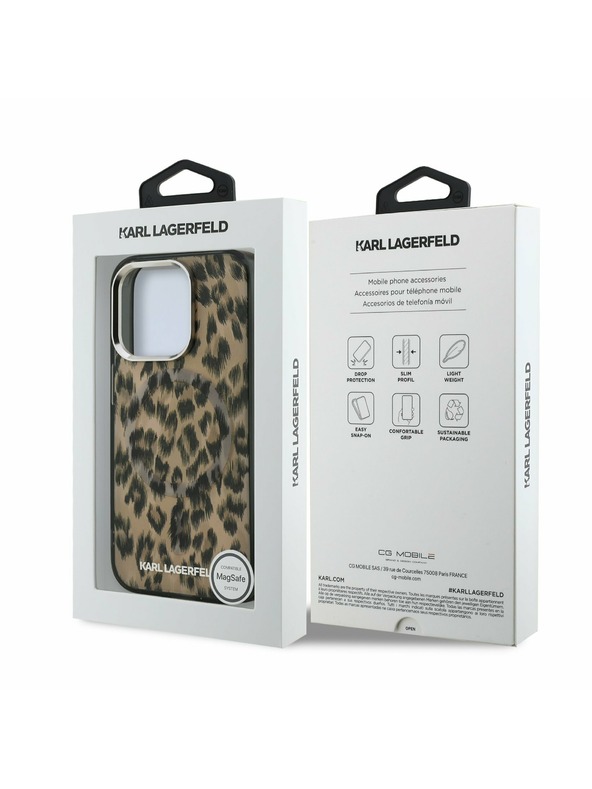 Karl Lagerfeld Karl Lagerfeld IML Leopard MagSafe stražnji poklopac za iPhone 15 Pro Max Smeđi